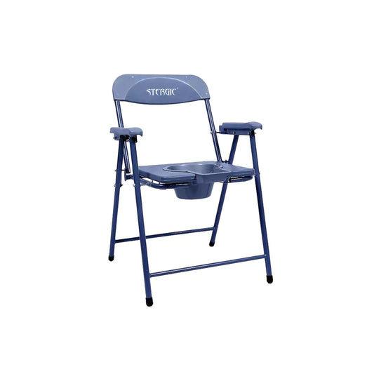 STERGIC NEXT Foldable Anti-Slip Shower Commode Chair for Toilet with Stainless Steel Frame, Sturdy, 120Kg Capacity
