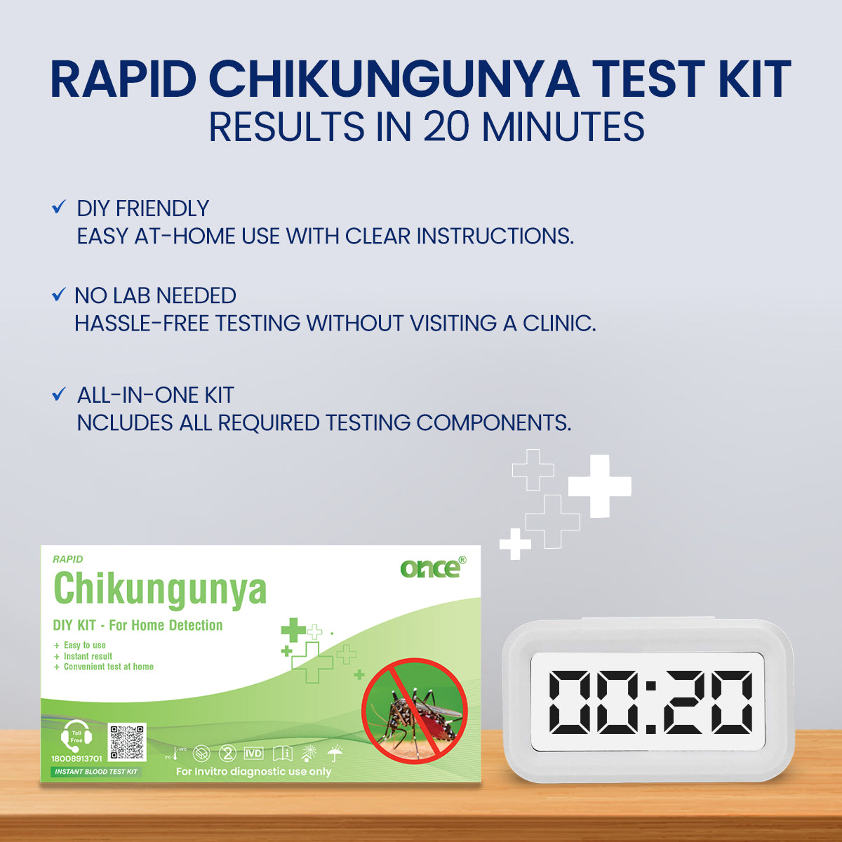 Once Rapid Chikungunya DIY Home Detection Kit, Instant Blood Test Kit