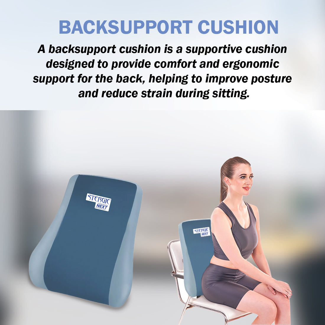 STERGIC Office Sitting Comfort Combo – Orthopedic Back Support & Coccyx Seat Cushion for Posture & Pain Relief