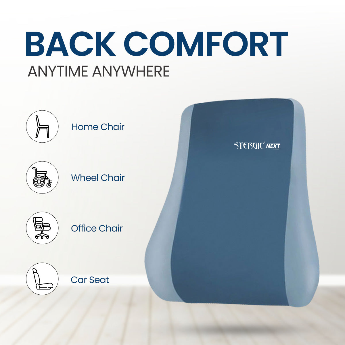 STERGIC Next Memory Foam Lumbar Support for Chair - Back Cushion