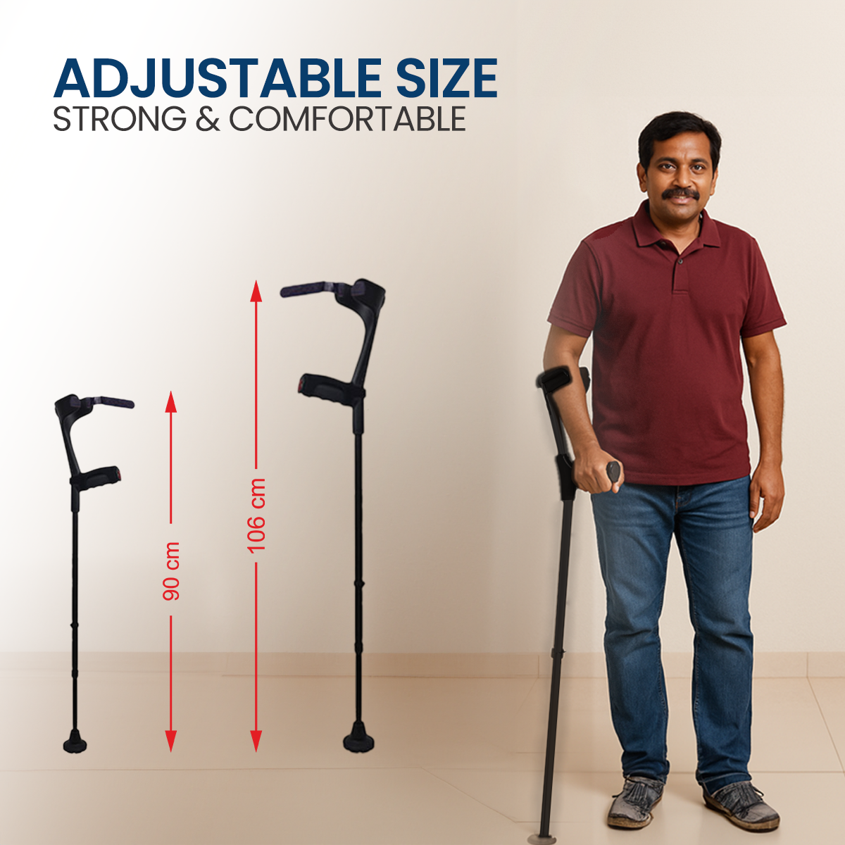 STERGIC NEXT Adjustable Walking Elbow Crutches With Height Adjustable