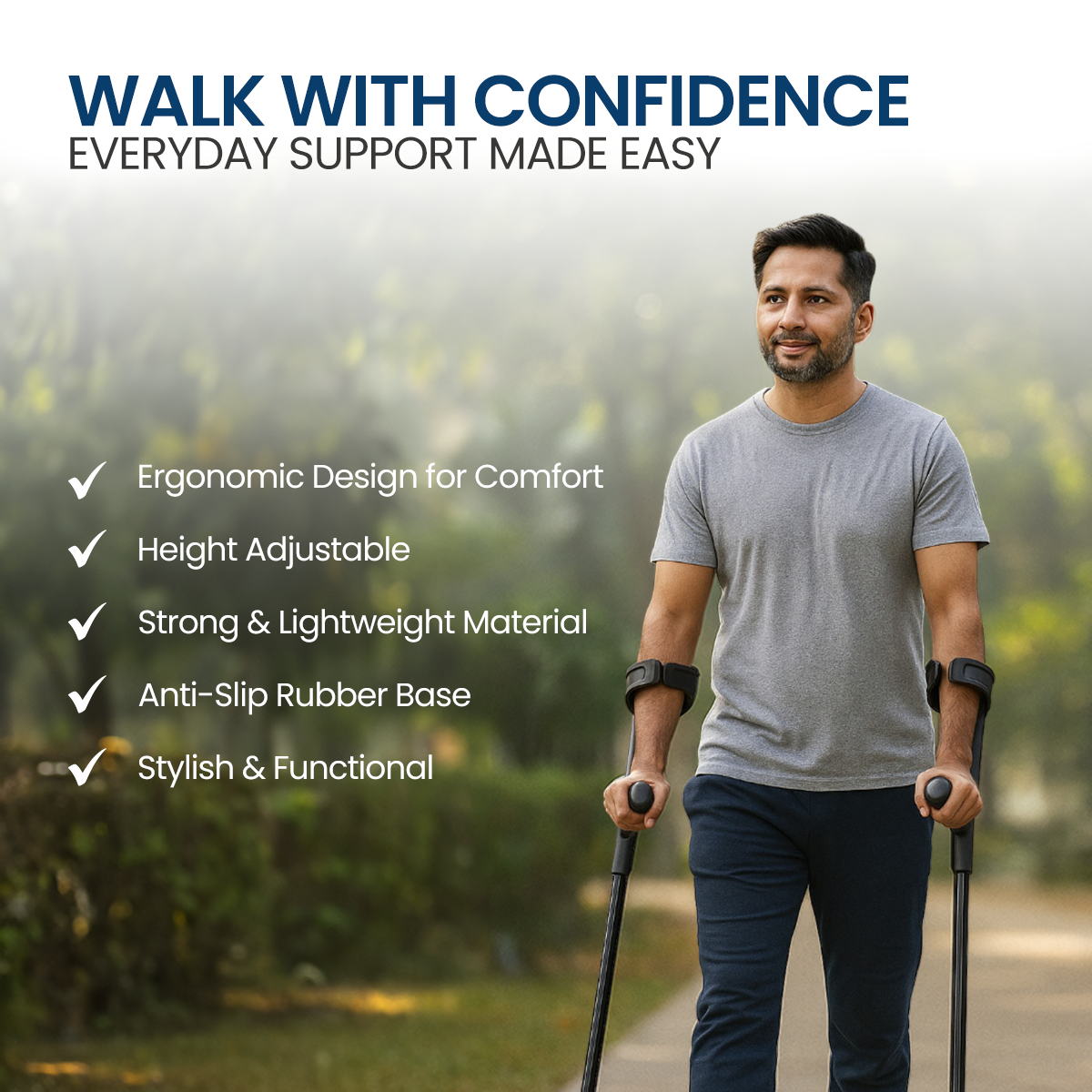 STERGIC NEXT Adjustable Walking Elbow Crutches With Height Adjustable
