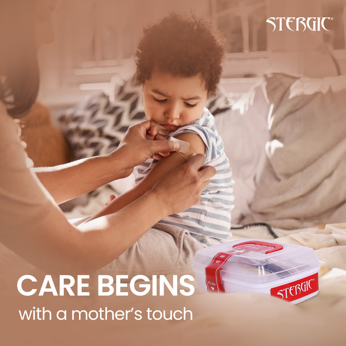 STERGIC First Aid Kit for Home, Compact Medical Emergency Box with Clear Storage Case