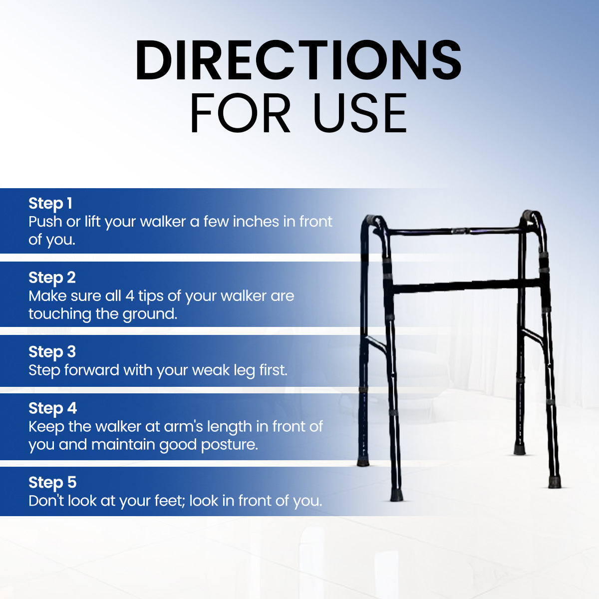 STERGIC Walker with Adjustable Height, Easily Foldable