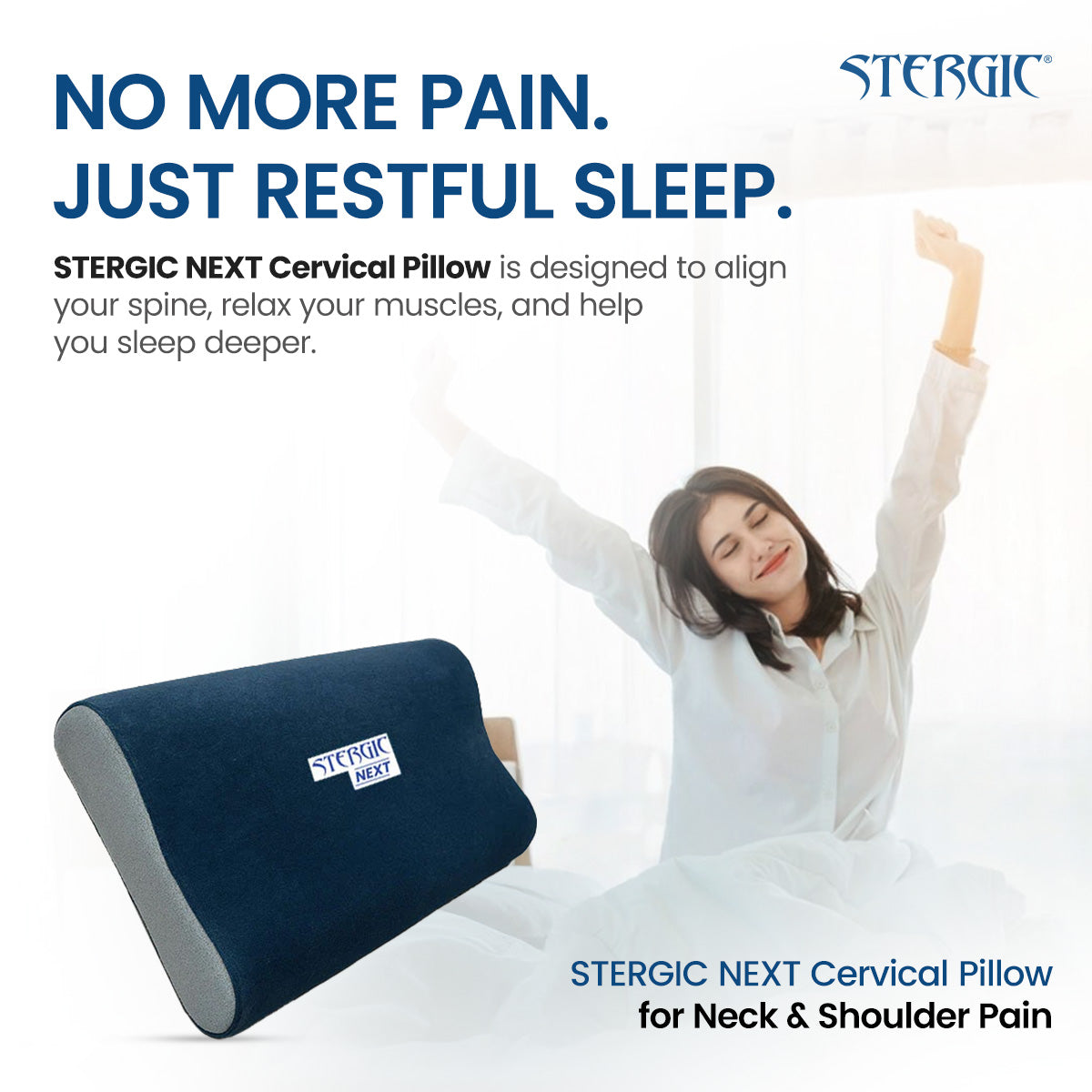 STERGIC Cervical Relief Combo – Orthopedic Cervical Pillow & Cervical Collar for Neck Pain Support