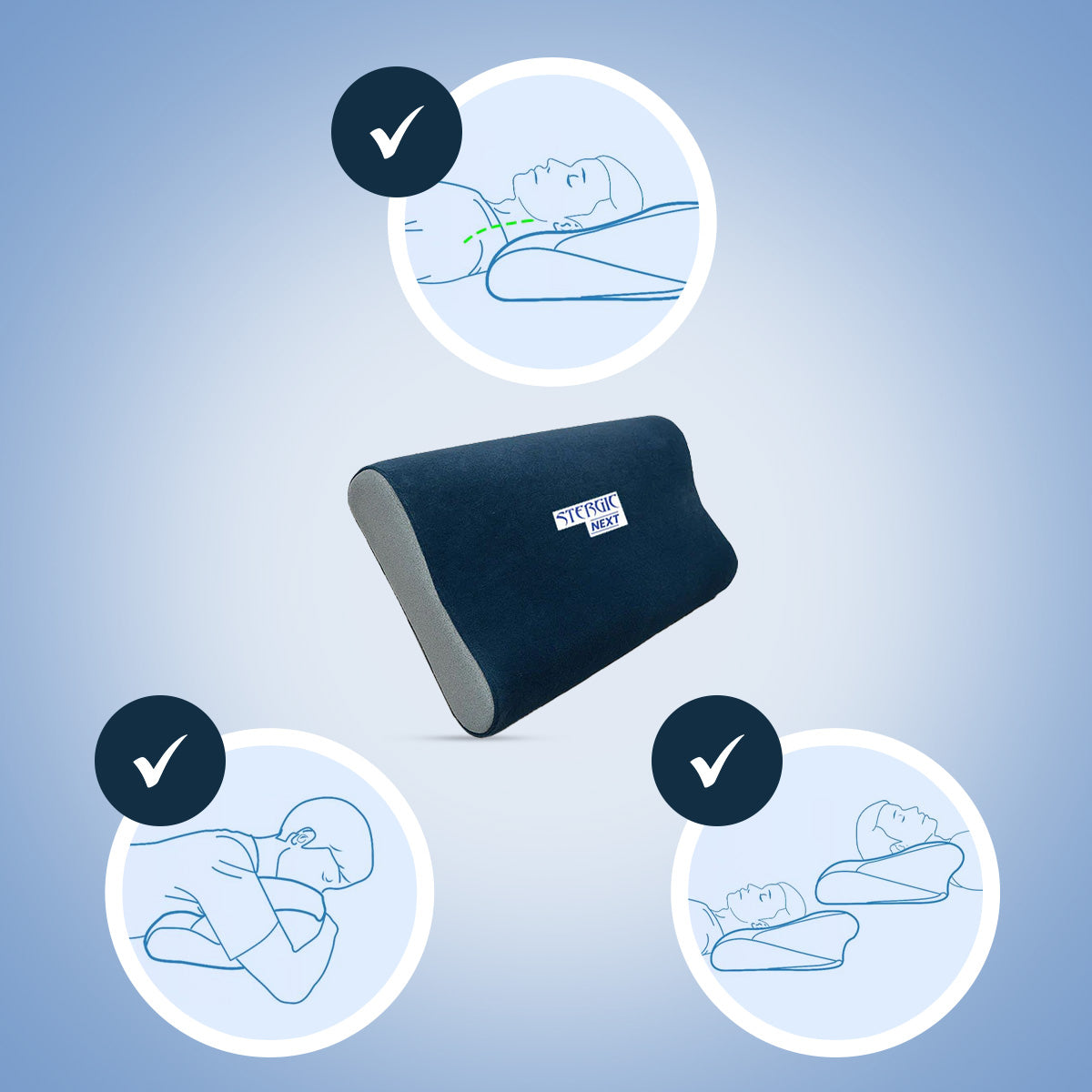 STERGIC Cervical Relief Combo – Orthopedic Cervical Pillow & Cervical Collar for Neck Pain Support