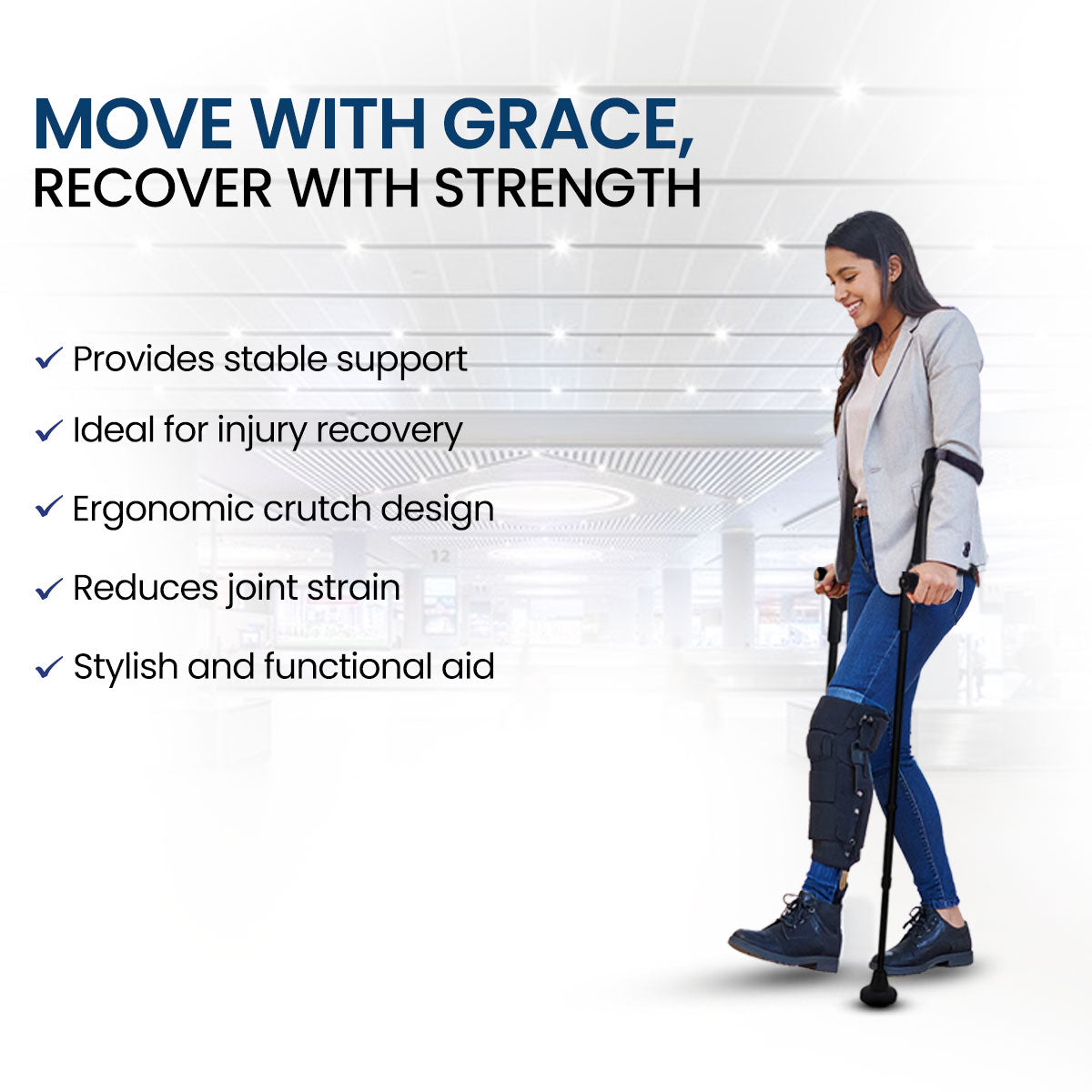 STERGIC NEXT Adjustable Walking Elbow Crutches With Height Adjustable