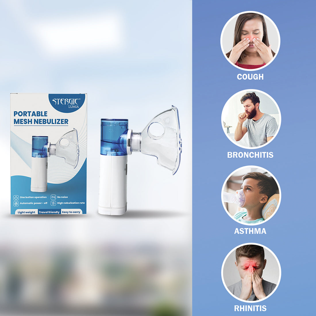 STERGIC Lumia Portable Mesh Nebulizer Chargeable, travel friendly