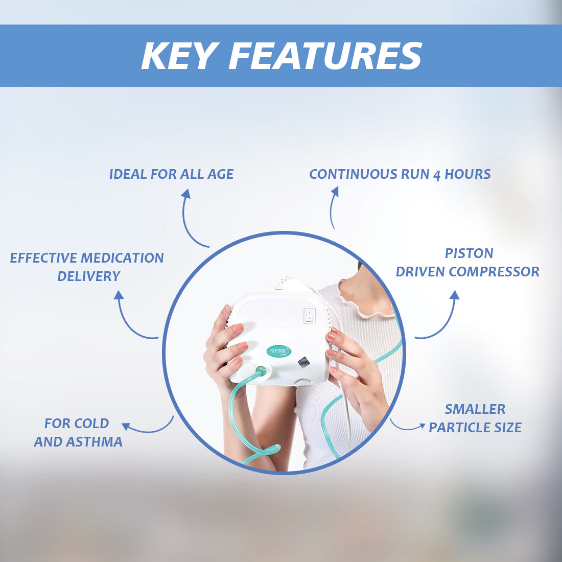 STERGIC Nebulizer with piston compressor- 2 yrs warranty
