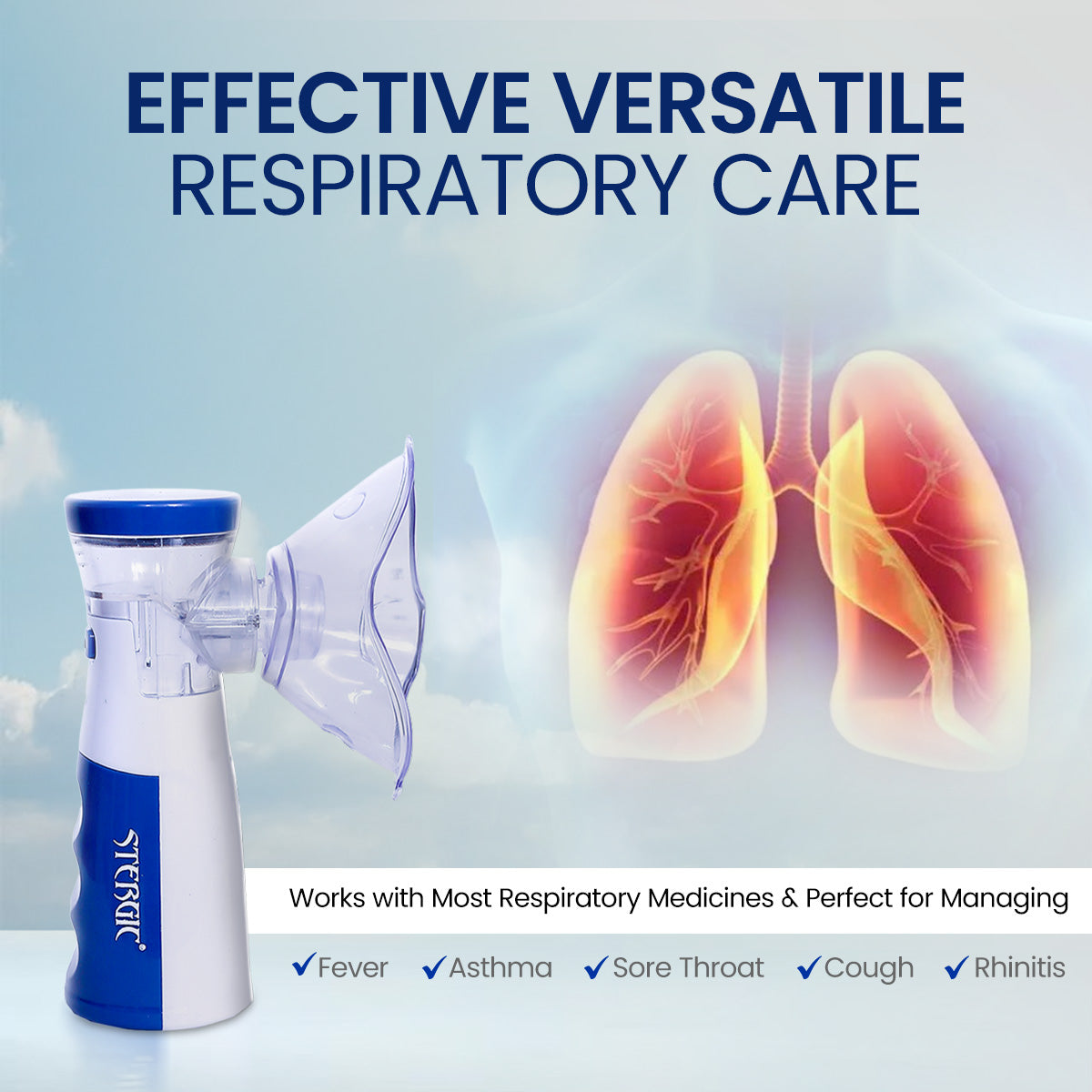 STERGIC Lumia Portable Mesh Nebulizer Chargeable, travel friendly