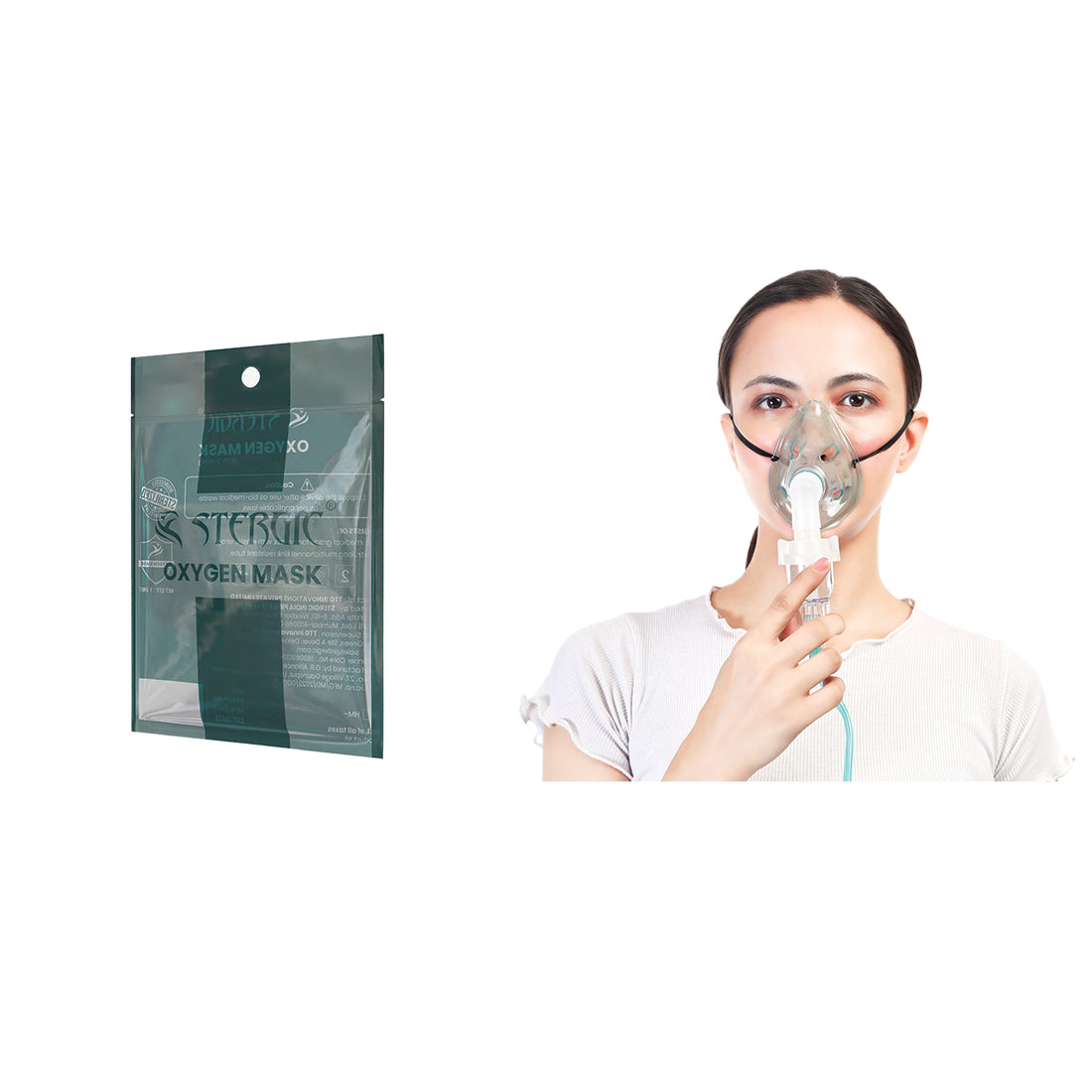 STERGIC Oxygen Mask Medical Grade Respiratory Support, Transparent