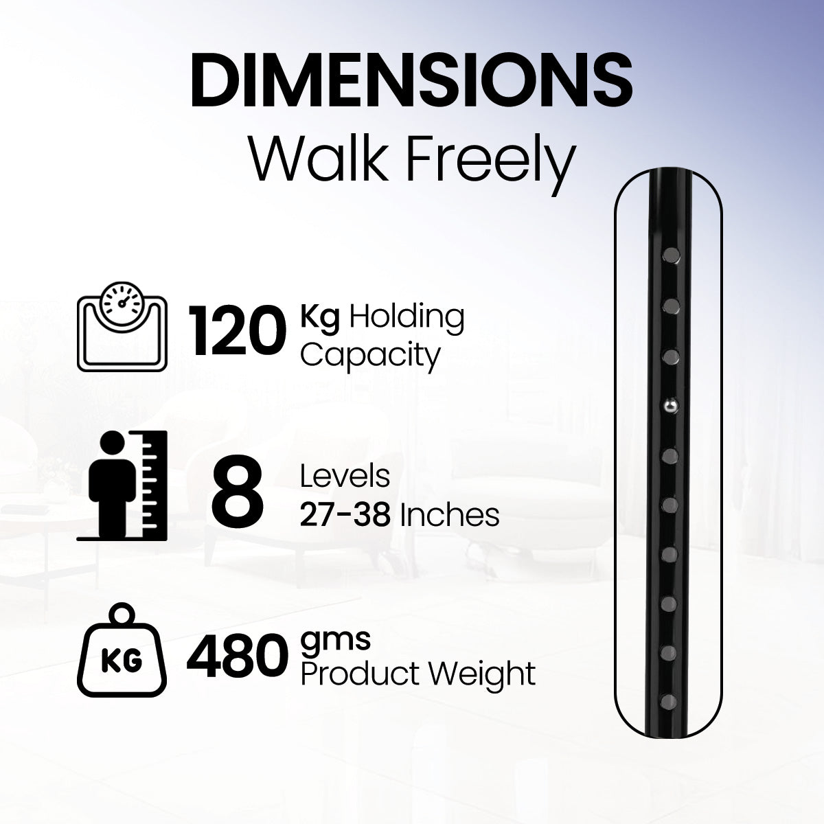 STERGIC NEXT Strong Adjustable Walking Stick with Adjustable Height