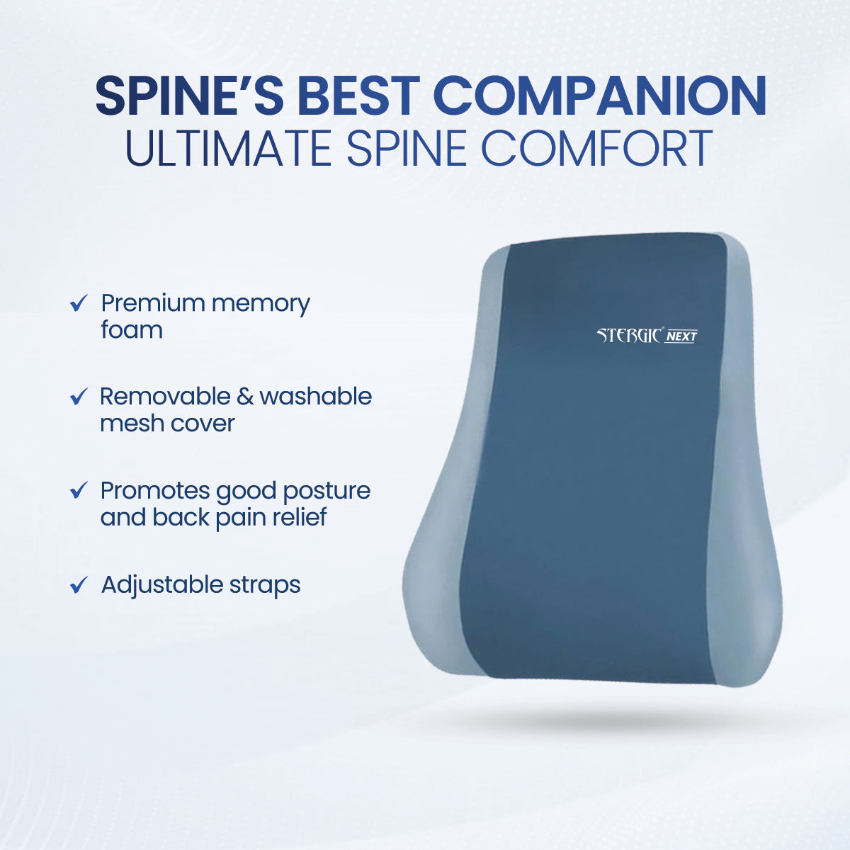 STERGIC Next Memory Foam Lumbar Support for Chair - Back Cushion