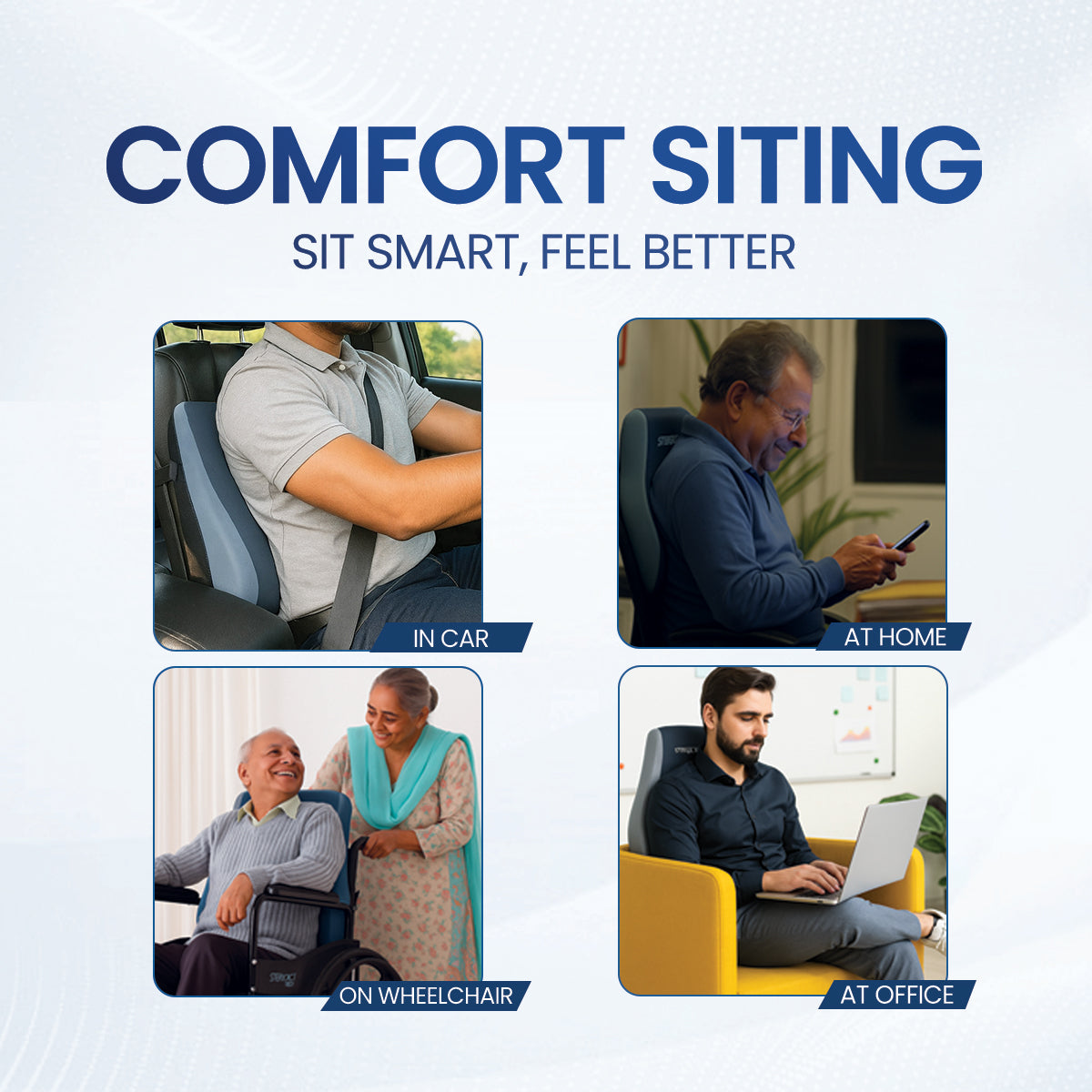 STERGIC Next Memory Foam Lumbar Support for Chair - Back Cushion