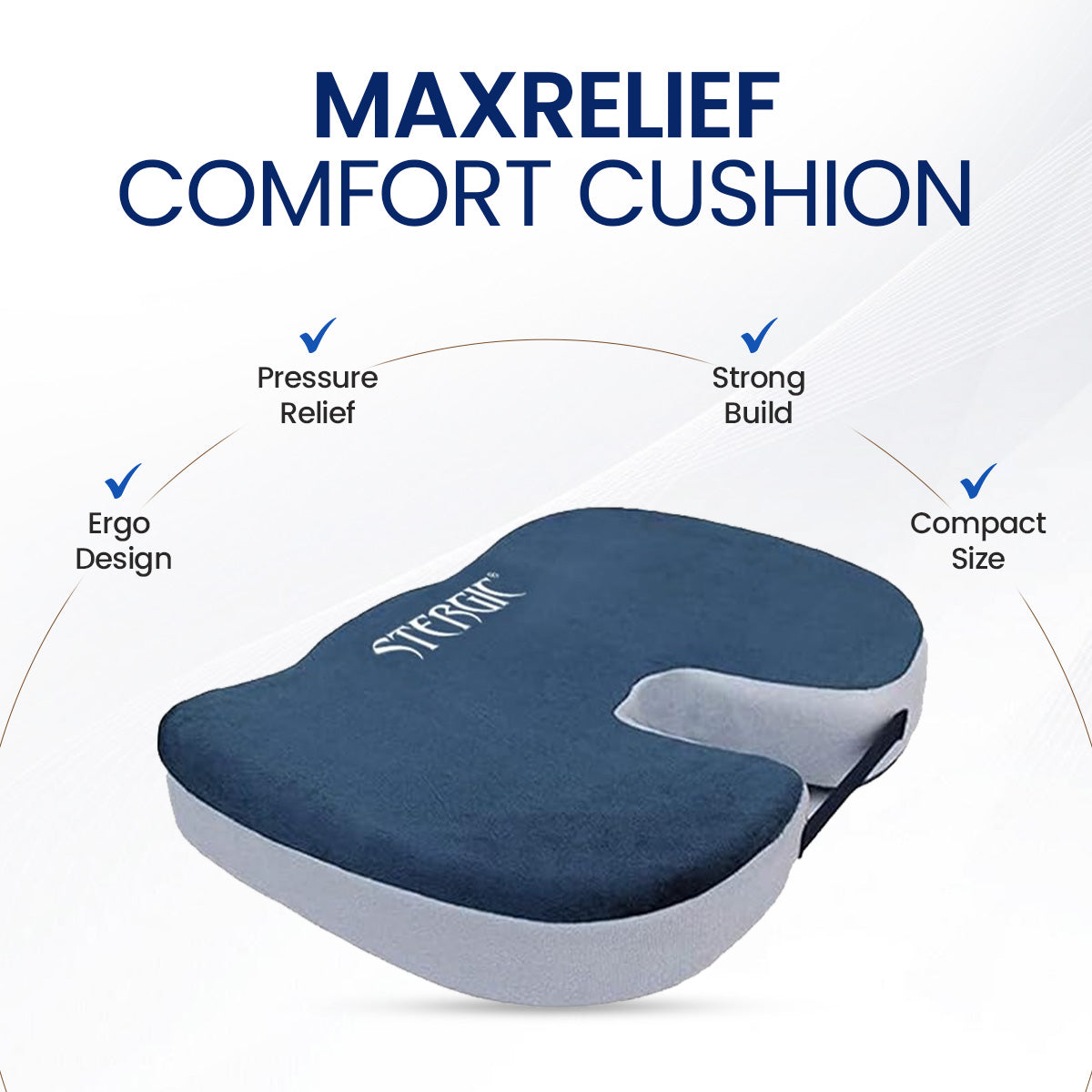 STERGIC NEXT Coccyx Seat Cushion (High Density) with Memory Foam
