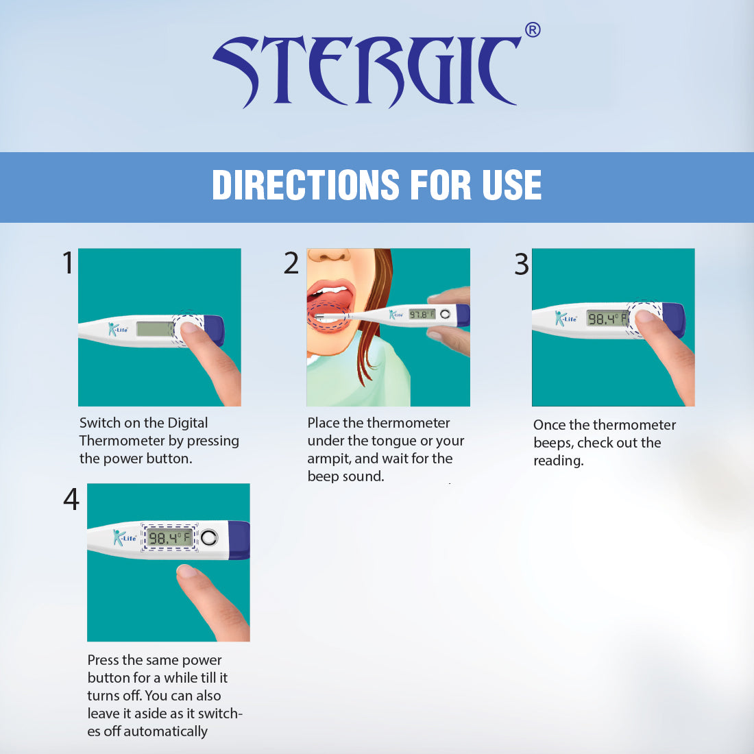 STERGIC Digital Thermometer with One Touch Operation