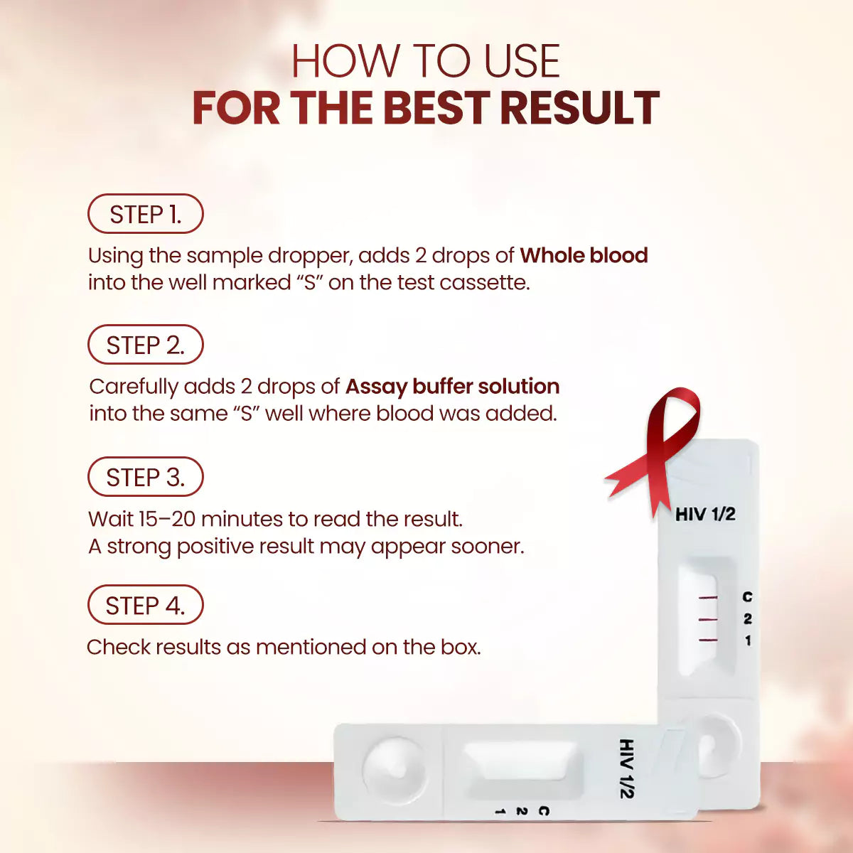 Once Rapid HIV 1+2 Triline Home Detection Kit, Instant Blood Test, DIY Kit for In-vitro Diagnostic Use