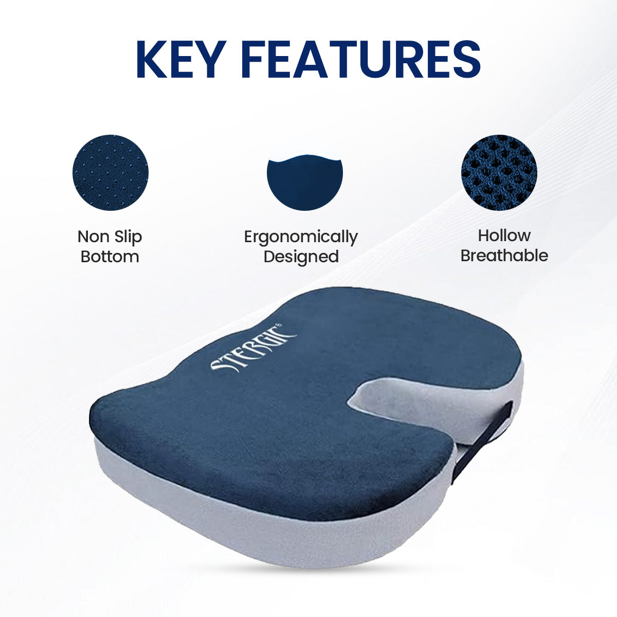 STERGIC NEXT Coccyx Seat Cushion (High Density) with Memory Foam