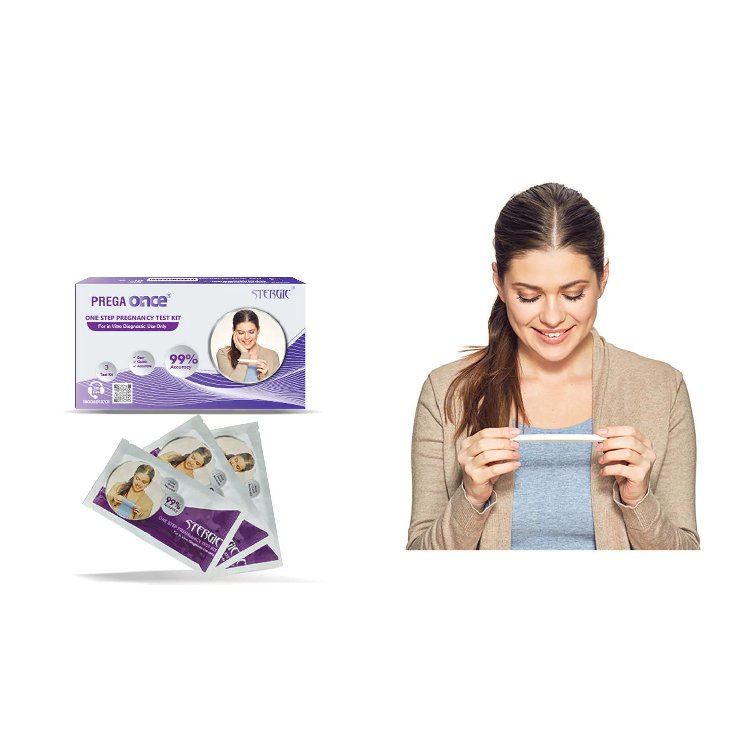 STERGIC Prega Once Pregnancy Rapid Test Kit (Pack of 3)