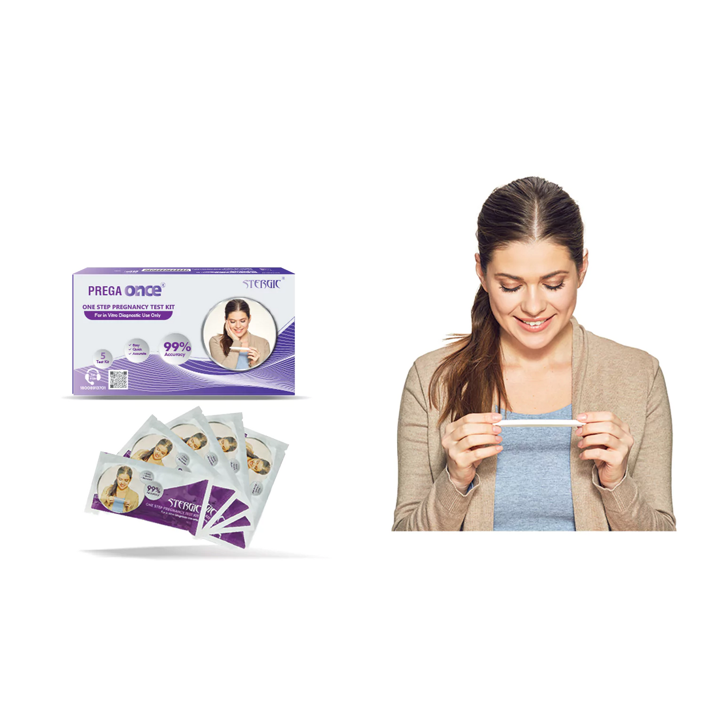 STERGIC Prega Once Pregnancy Rapid Test Kit (Pack of 5)