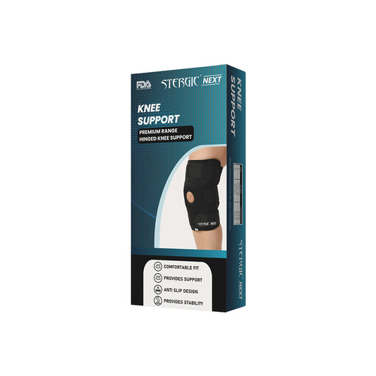 STERGIC Next Hinged Knee Support Brace, for Joint Stability, Osteoarthritis & Pain Relief | for Sports, Gym Supports Injury Recovery | Durable & Comfortable, For Men & Women | 1 Unit-Black