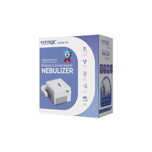 STERGIC Lumia-EC Piston Compressor Nebulizer with Adjustable Flow Medicine Chamber, White