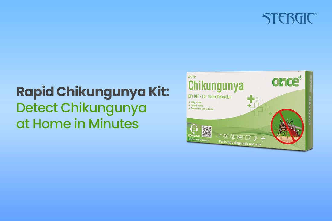 Stergic Rapid Chikungunya DIY Home Detection Kit with test strip and instruction manual