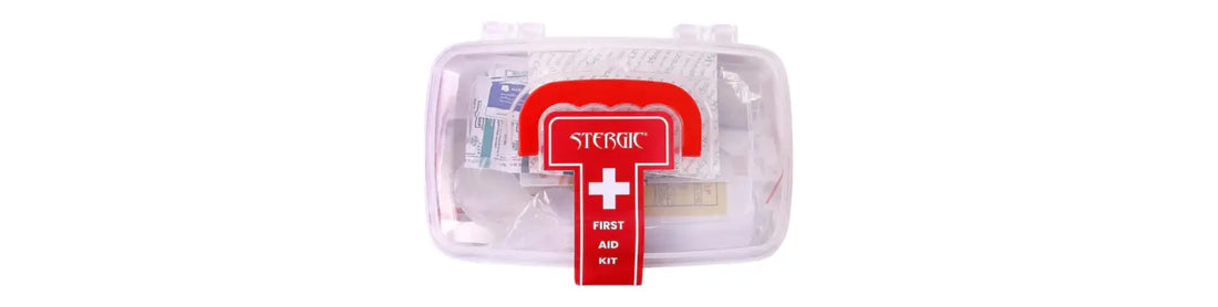 STERGIC First Aid Kit for Home — Compact Medical Emergency Box with Clear Storage Case