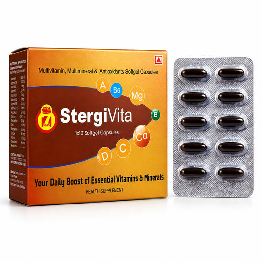 STERGIC StergiVita Multivitamin Multimineral & Antioxidants Softgel Capsules | With Vitamin A B1 B2 B6 B12 C D3 E, Folic Acid, Calcium, Zinc, Magnesium, Iodine & Selenium | Your Daily Boost of Essential Vitamins & Minerals | 200 Softgel Capsules (20x10)