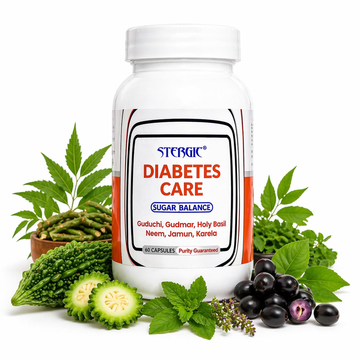 STERGIC Diabetes Care Capsules – Ayurvedic Sugar Balance Support | 60 Capsules