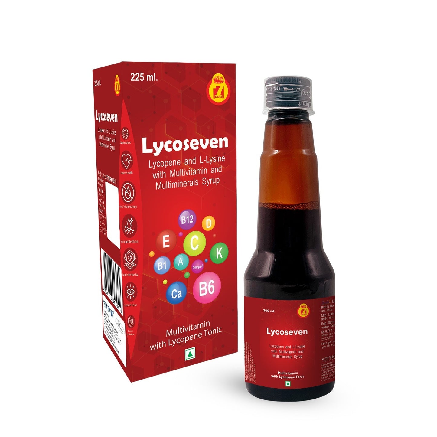 STERGIC Lycoseven Lycopene & L-Lysine Multivitamin Multiminerals Syrup | 225ml