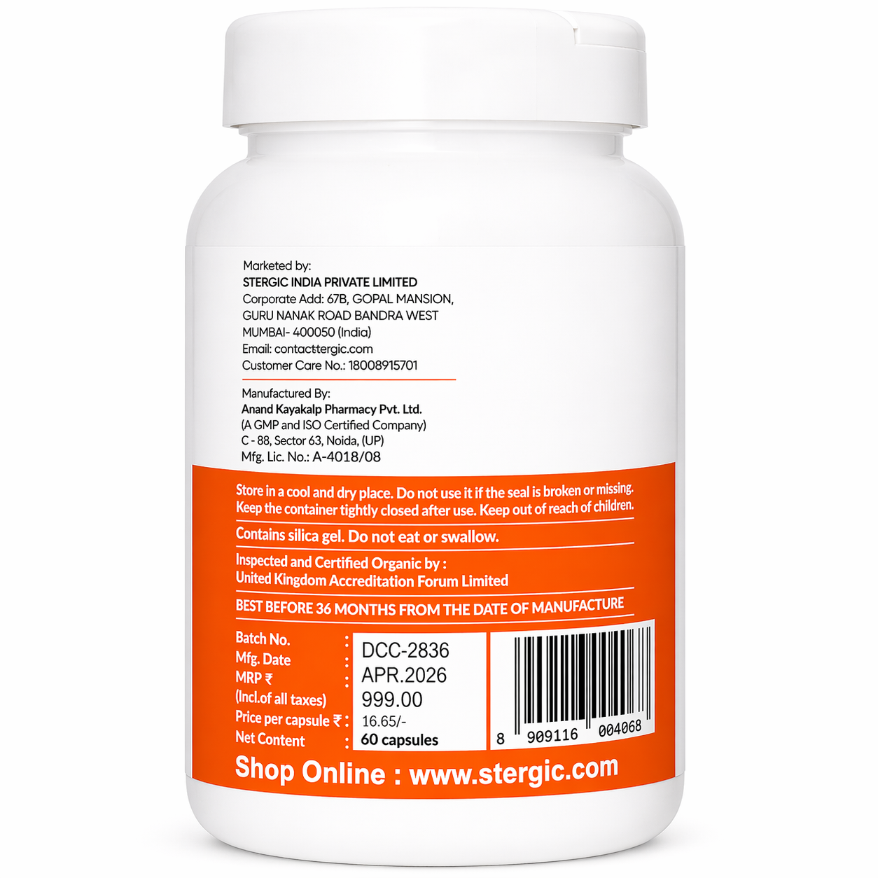 STERGIC Diabetes Care Capsules – Ayurvedic Sugar Balance Support | 60 Capsules