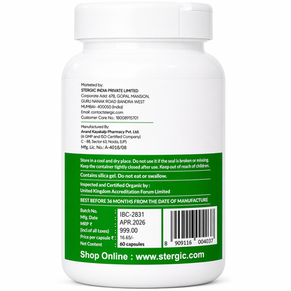 STERGIC Immunity Booster Capsules – Ayurvedic Immune Support | 60 Capsules