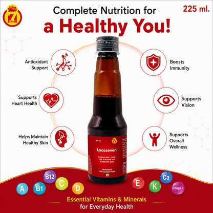 STERGIC Lycoseven Lycopene & L-Lysine Multivitamin Multiminerals Syrup | 225ml