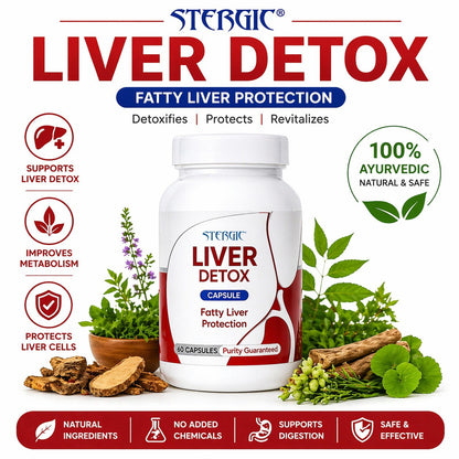 STERGIC Liver Detox Capsules – Ayurvedic Liver Cleanse & Fatty Liver Support | 60 Capsules