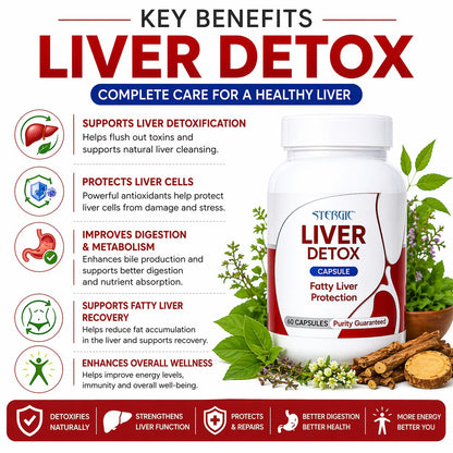 STERGIC Liver Detox Capsules – Ayurvedic Liver Cleanse & Fatty Liver Support | 60 Capsules