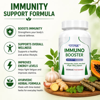 STERGIC Immunity Booster Capsules – Ayurvedic Immune Support | 60 Capsules