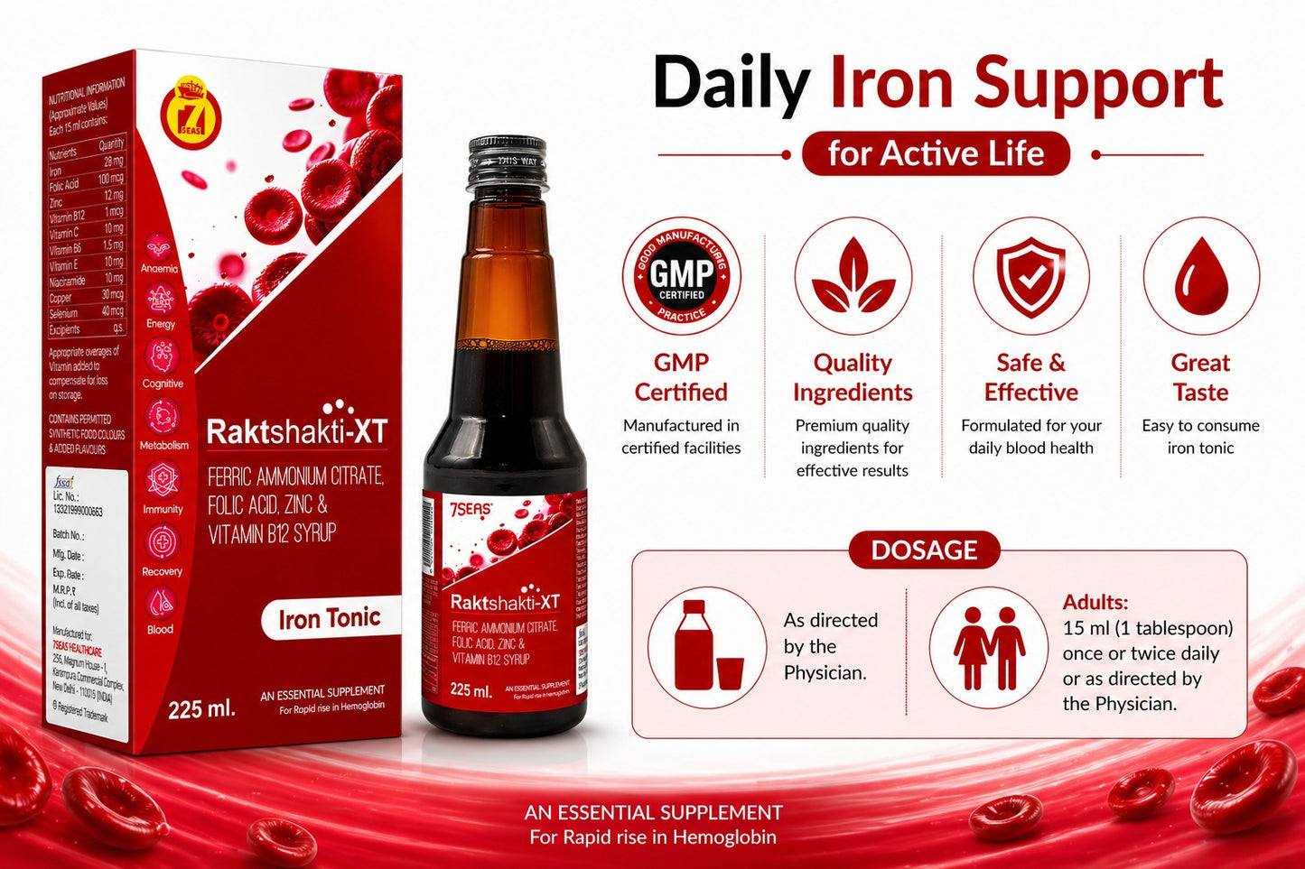 STERGIC Raktshakti-XT Iron Tonic Syrup | 225ml