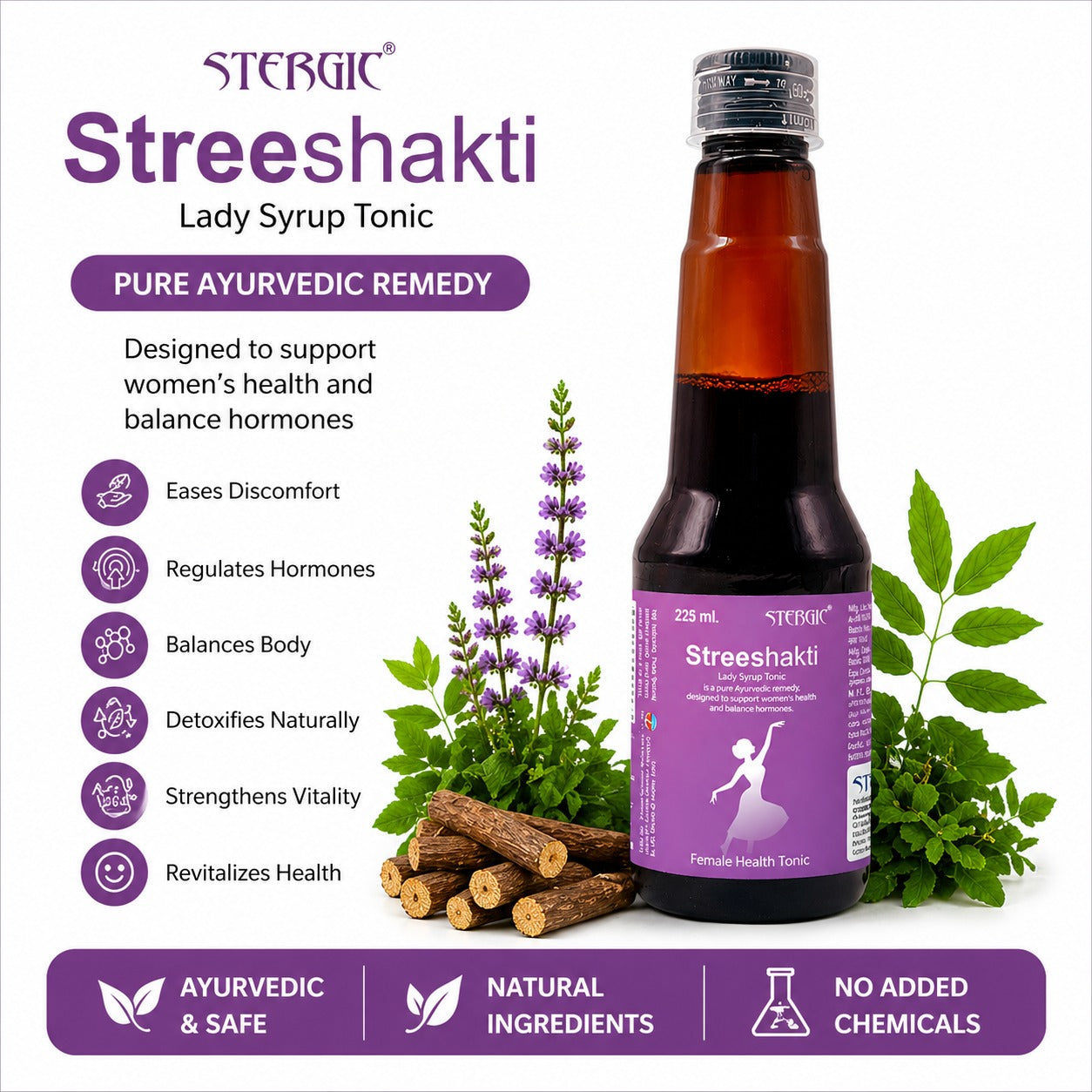 STERGIC Streeshakti Ayurvedic Female Health Tonic Syrup  | 225ml
