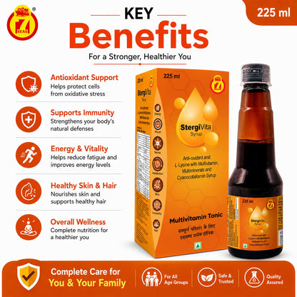 STERGIC StergiVita Antioxidant Multivitamin Cyanocobalamin Syrup | 225ml