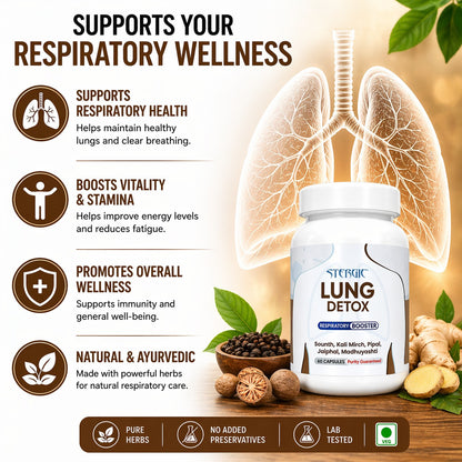 STERGIC Lung Detox Capsules – Ayurvedic Respiratory Support | 60 Capsules