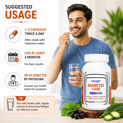 STERGIC Diabetes Care Capsules – Ayurvedic Sugar Balance Support | 60 Capsules