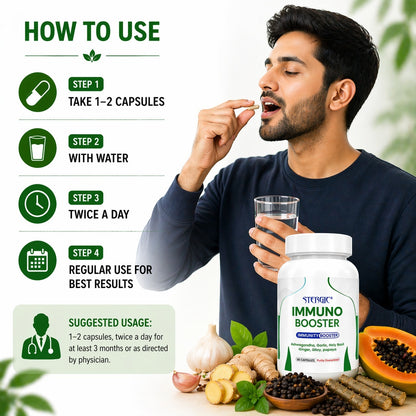 STERGIC Immunity Booster Capsules – Ayurvedic Immune Support | 60 Capsules