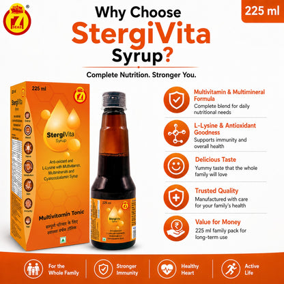 STERGIC StergiVita Antioxidant Multivitamin Cyanocobalamin Syrup | 225ml