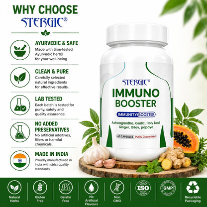 STERGIC Immunity Booster Capsules – Ayurvedic Immune Support | 60 Capsules