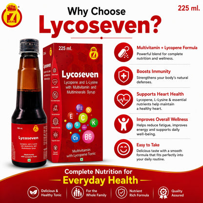 STERGIC Lycoseven Lycopene & L-Lysine Multivitamin Multiminerals Syrup | 225ml