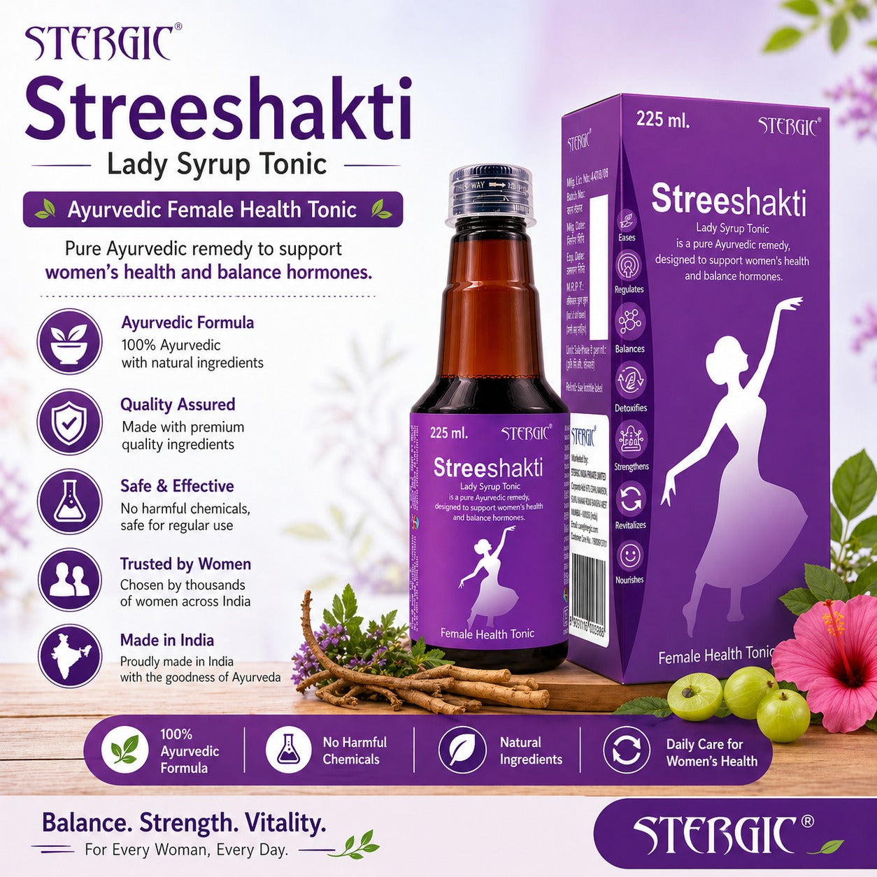 STERGIC Streeshakti Ayurvedic Female Health Tonic Syrup  | 225ml