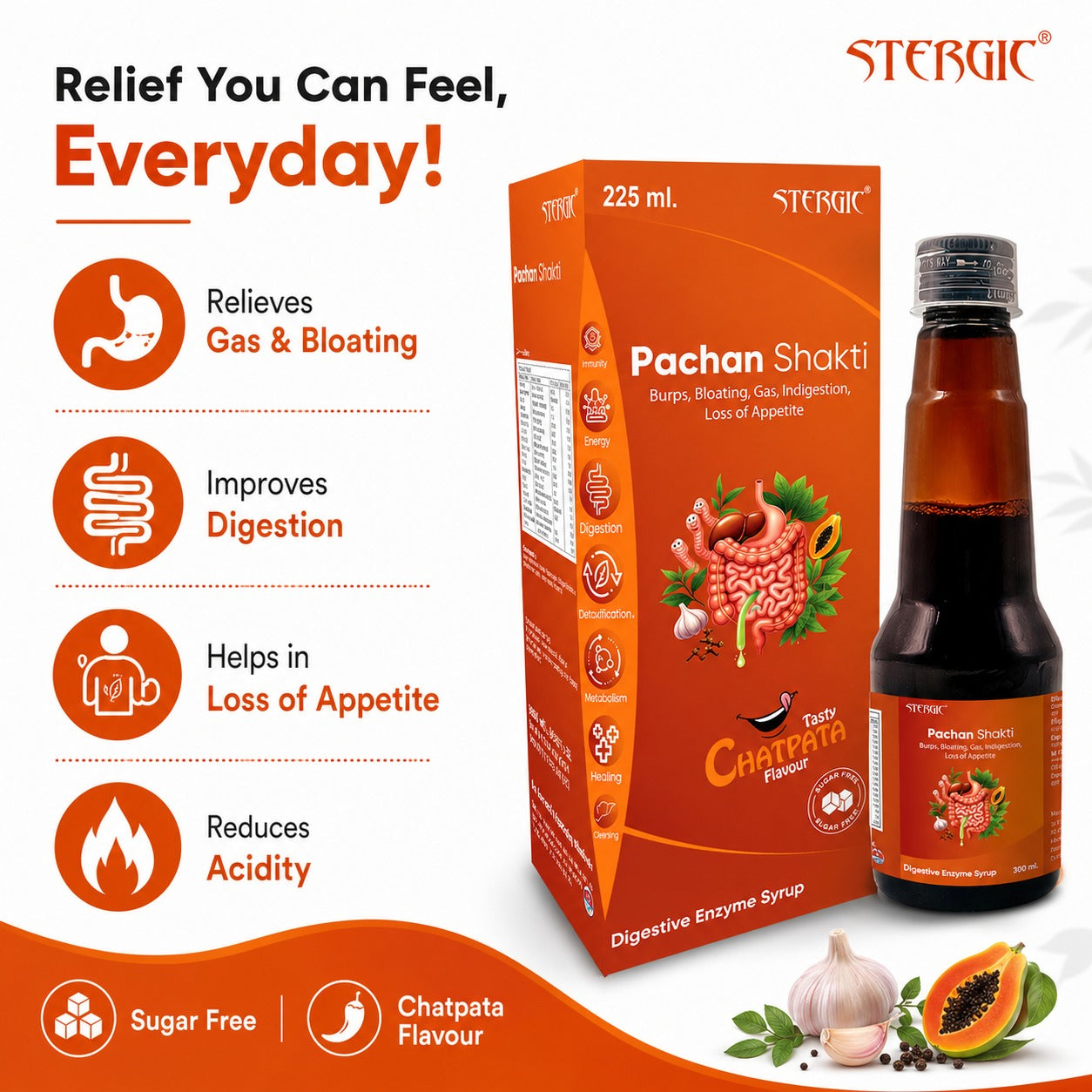 STERGIC Pachan Shakti Ayurvedic Digestive Enzyme Syrup | 225ml