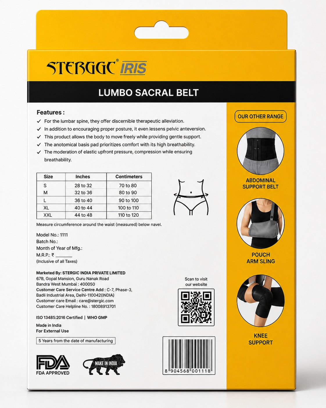 Stergic Iris Lumbo Sacral Belt