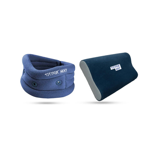 STERGIC Cervical Relief Combo – Orthopedic Cervical Pillow & Cervical Collar for Neck Pain Support